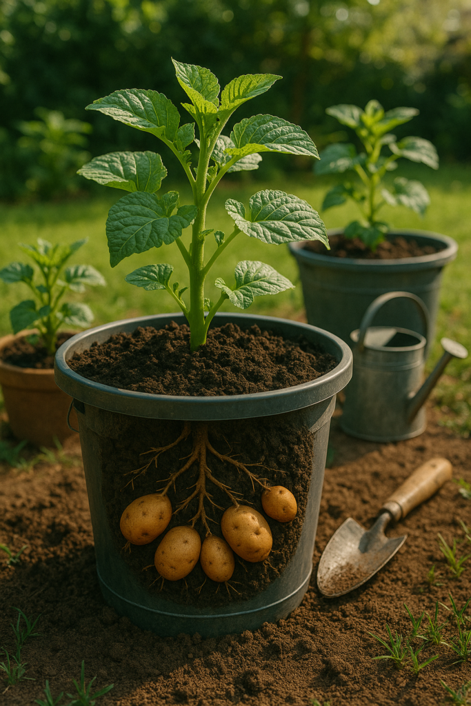 growing potatoes in buckets