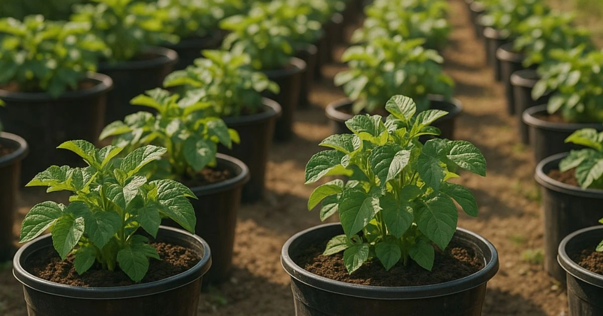 growing potatoes in buckets