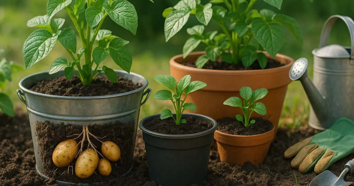 planting potatoes in containers