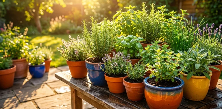 Herbs need full sun growing in a bright garden